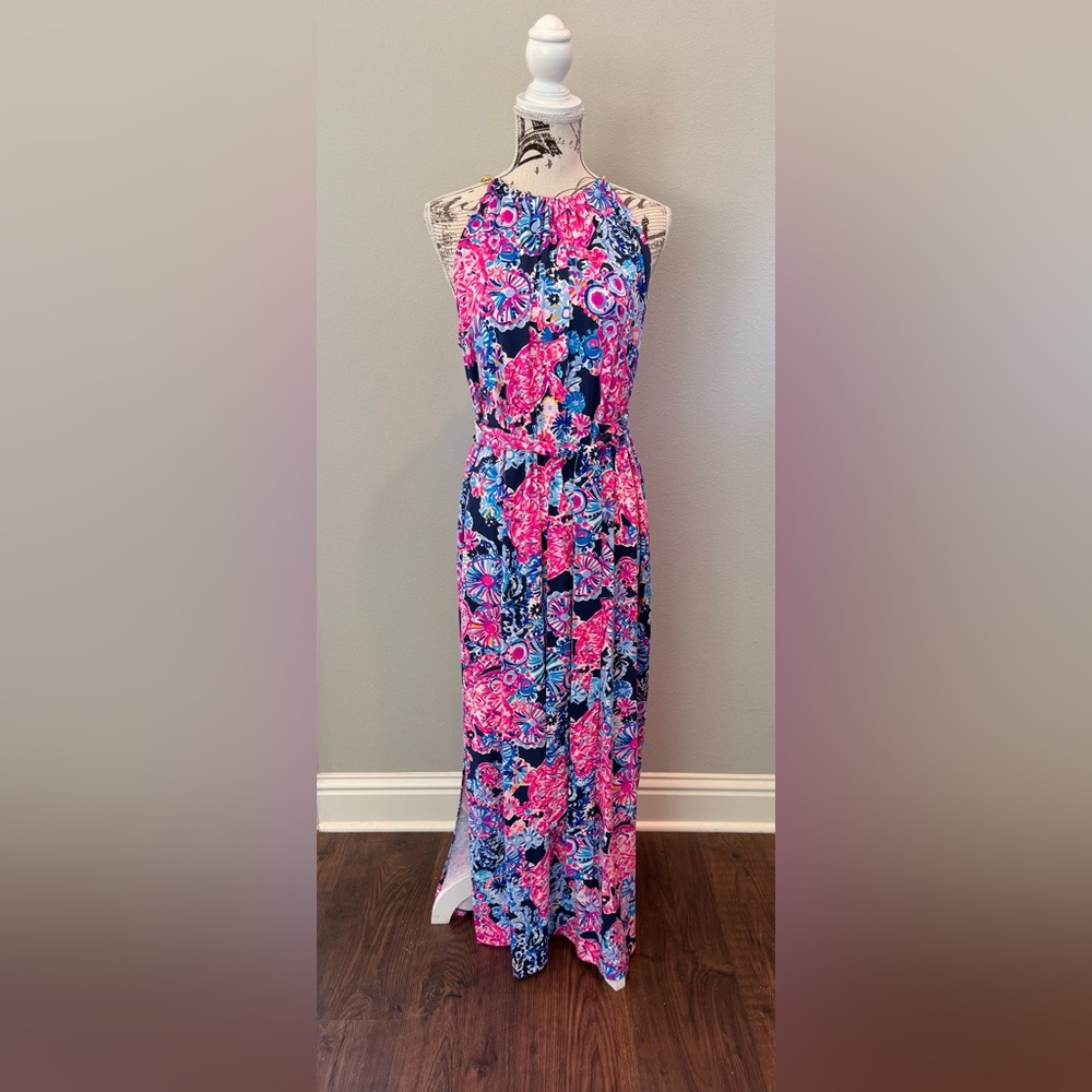 Lilly Pulitzer Pink and Blue Maxi Dress